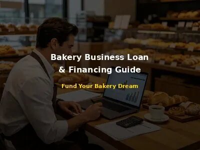 Bakery owner look overing business loan documents and financial plans on laptop with calculator and fresh bread on wooden table in modern bakery office