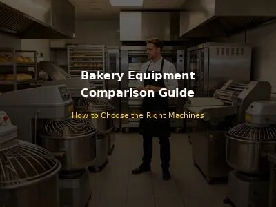Professional bakery operator comparing bakery machinery in modern commercial kitchen with spiral dough mixer, divider rounder, sheeter, proofer and rotary rack oven