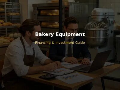 Professional bakery operator and financial advisor look overing equipment investment documents with professional bakery machinery in background