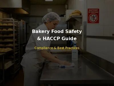 Professional bakery kitchen with chef washing hands, color-coded cutting boards, sanitizer, and food safety equipment