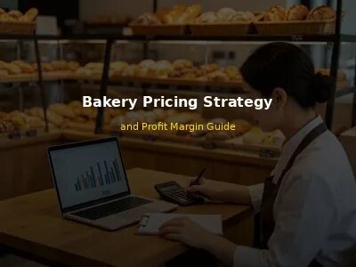 Bakery owner calculating pricing and profit margins with laptop and calculator in modern bakery