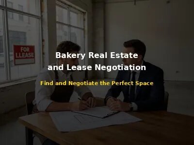 Professional bakery owner look overing commercial lease documents with real estate agent in empty retail space with for lease sign and blueprints
