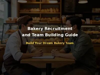 Friendly bakery owner interviewing a job candidate at a wooden table in a modern bakery with display case of fresh breads