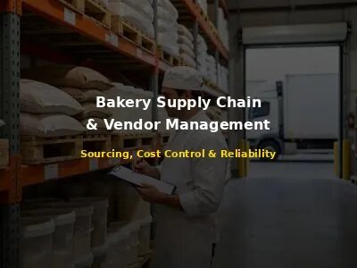 Bakery manager checking ingredient inventory in organized warehouse with delivery truck at loading dock