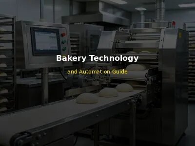 Modern commercial bakery kitchen with advanced automated equipment, digital control panels, smart technology, stainless steel machinery