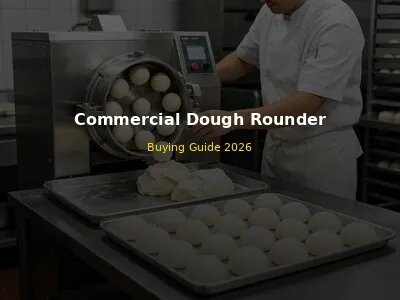 Commercial dough rounder machine in modern bakery with chef operating and trays of rounded dough balls