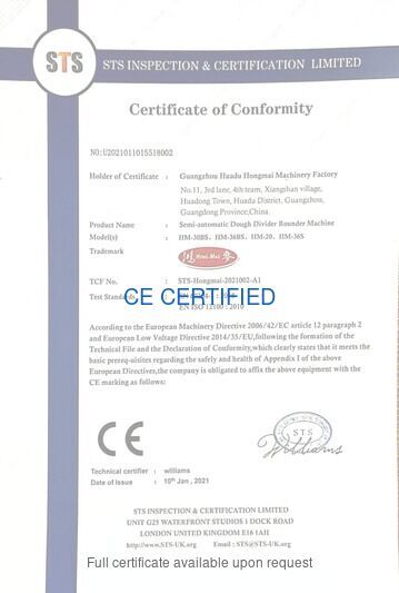 CE Certificate - Dough Divider Rounder