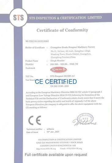 CE Certificate - Dough Moulder
