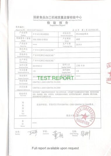 Test Report - Dough Divider Rounder (Part 2)