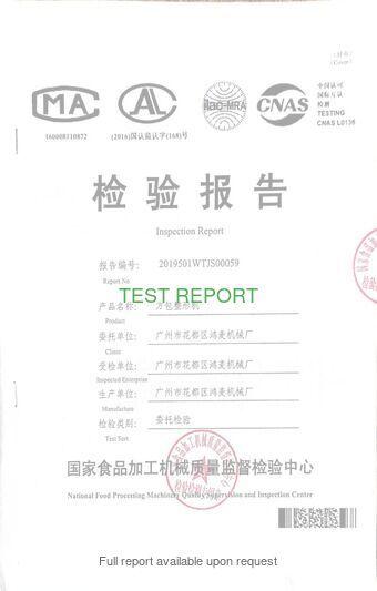 Test Report - Dough Moulder (Part 1)