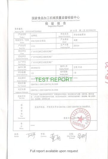 Test Report - Dough Sheeter (Part 2)
